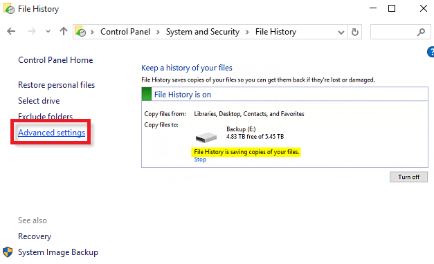 Delete Backup Files in Windows 10