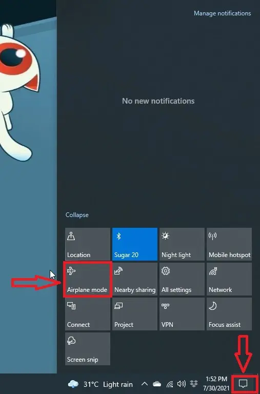 how to turn off airplane mode on windows 10